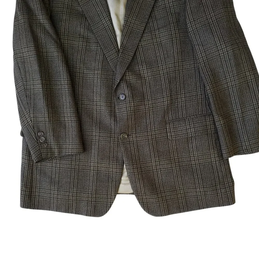 Brooks Brothers Prince of Wales Glen Plaid Wool Cashmere Blazer Sport Jacket 44R